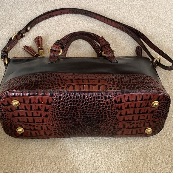 Brahmin Asher Satchel Tote Black Brown Crocodile Embossed Leather Purse - Picture 10 of 17